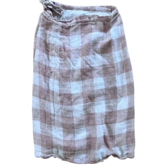 Heartloom Bently High Waist Checker Plaid Skirt Button Tie Coverup S Pink Cream - Picture 6 of 15